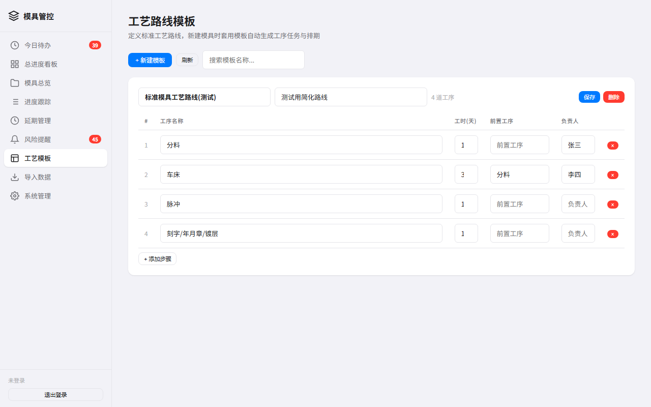 工艺模板管理